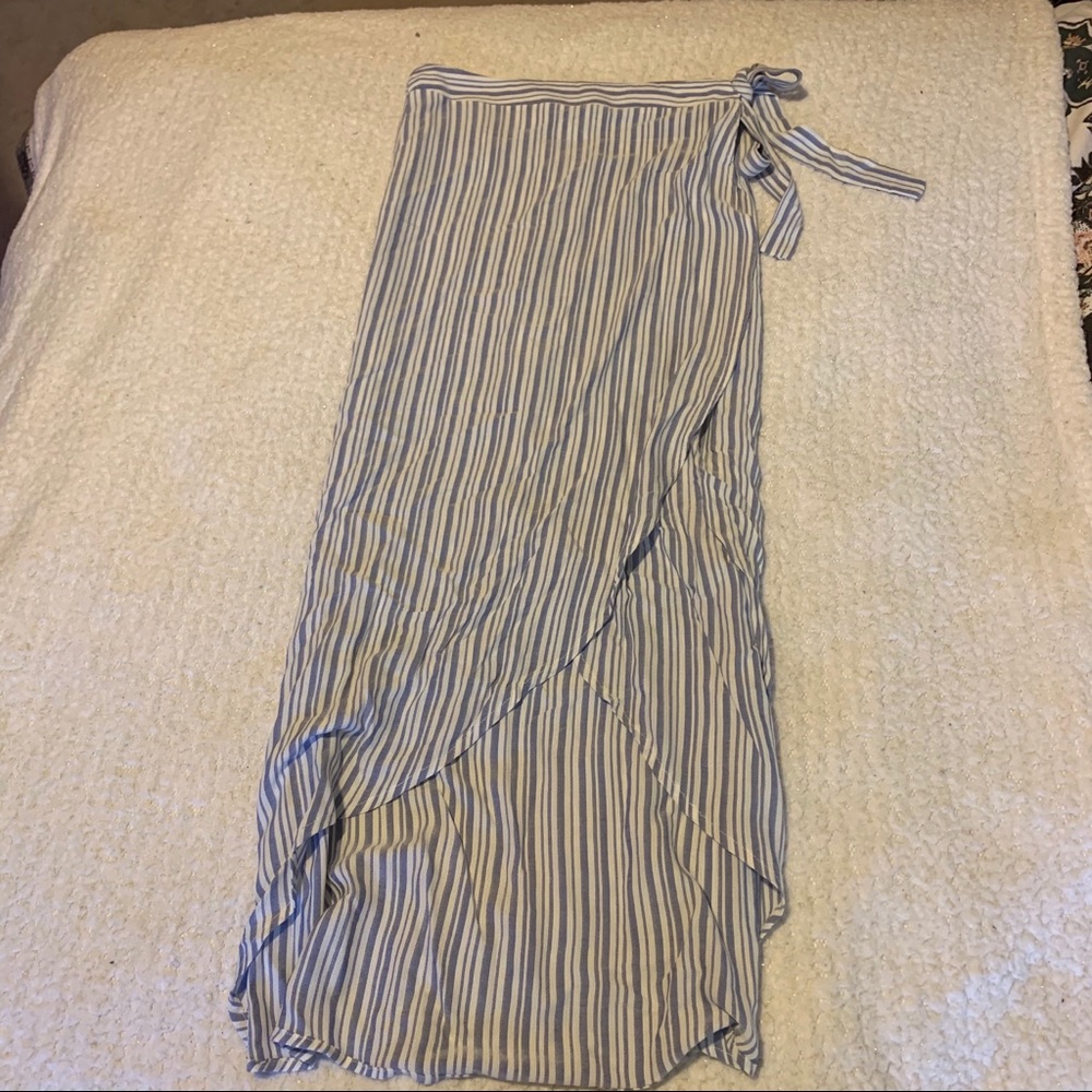 Blue and white wrap skirt